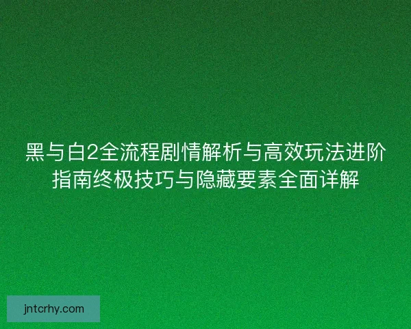 黑与白2全流程剧情解析与高效玩法进阶指南终极技巧与隐藏要素全面详解